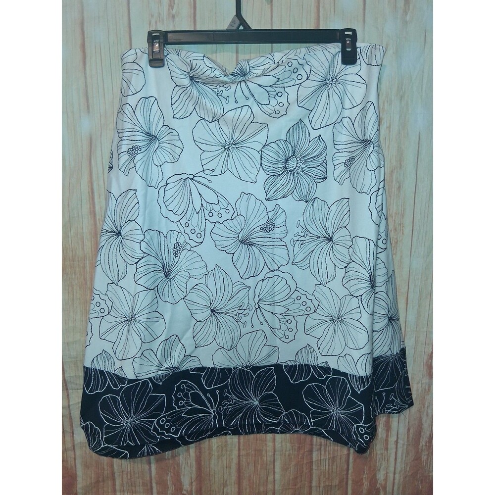 Alfred Dunner Black/white Floral Midi Skirt Sz 18